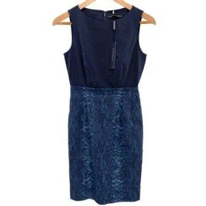 Elie Tahari Blue Snake Print Linen Harlow Dress